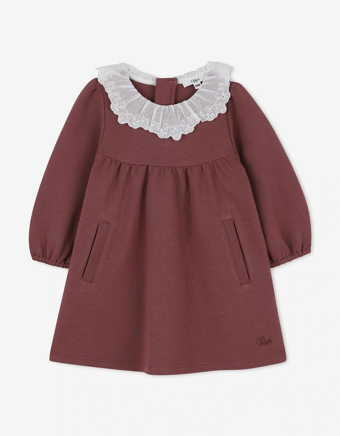 Baby Girls Embroidered Collar Milano Dress in Pink, 5 of 4