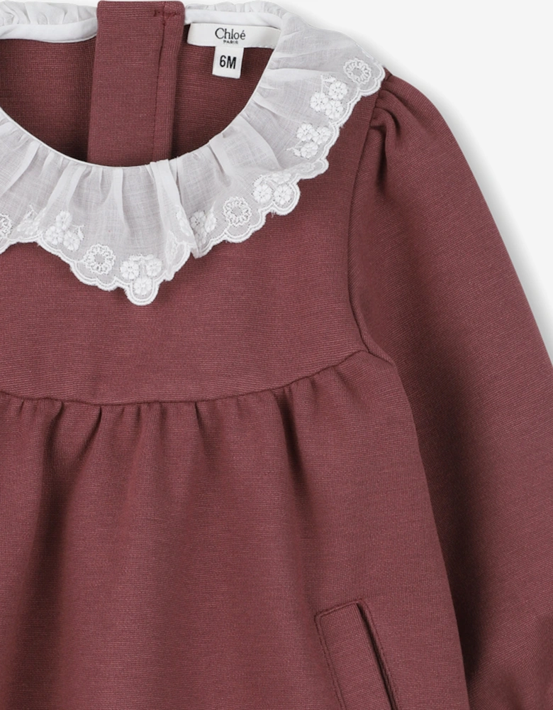 Baby Girls Embroidered Collar Milano Dress in Pink