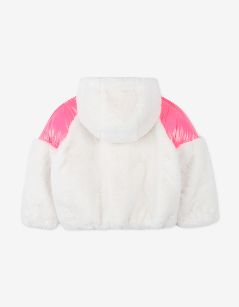 Billieblush Girls Faux Fur Jacket in Ivory