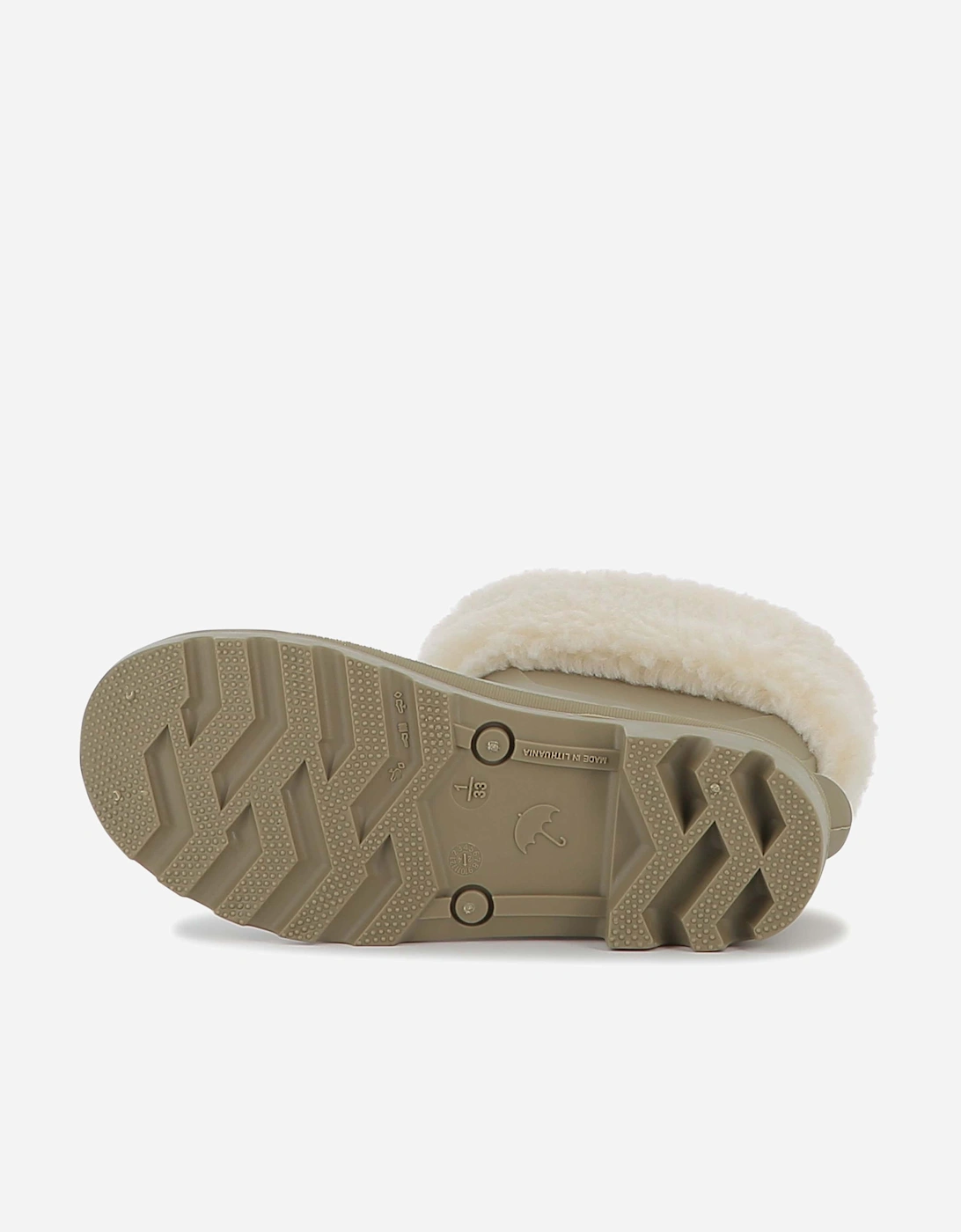 Girls Faux Shearling Rain Boots in Beige