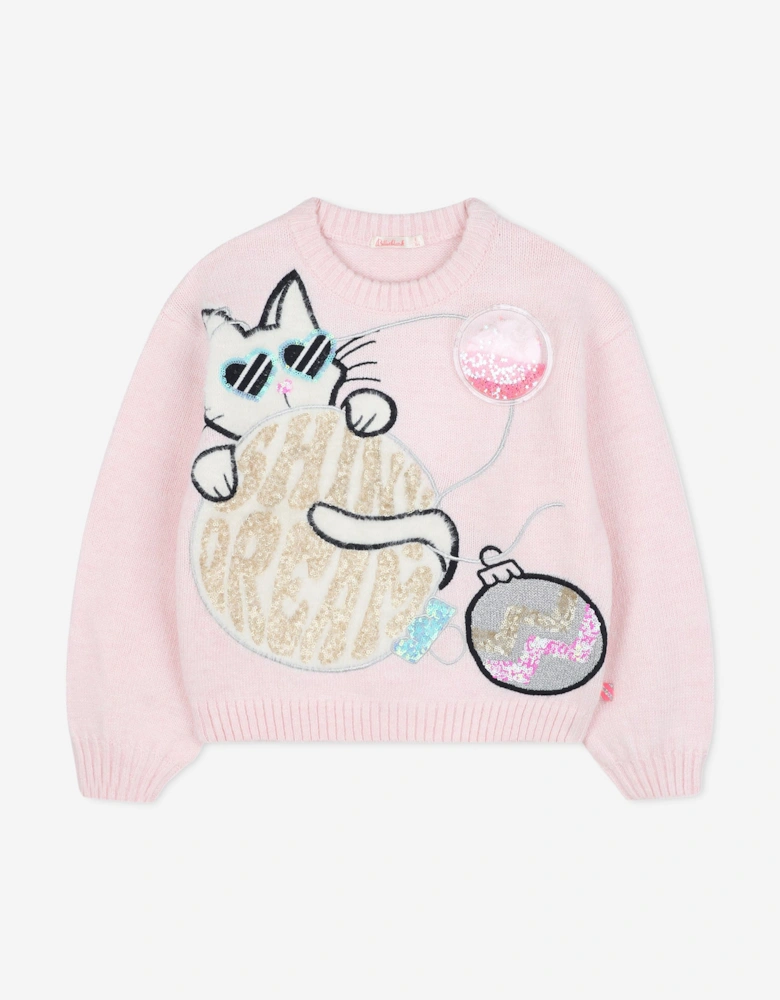 Billieblush Girls Shiny Dream Knitted Jumper in Pink