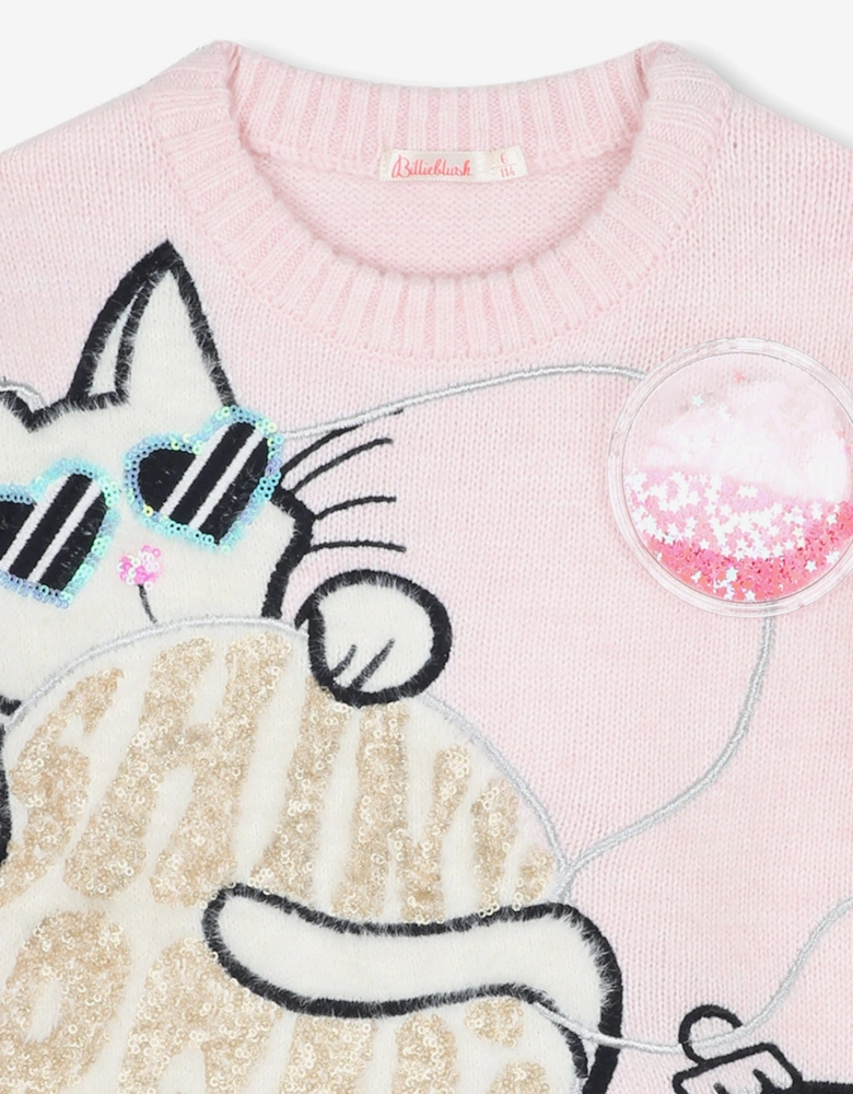 Billieblush Girls Shiny Dream Knitted Jumper in Pink