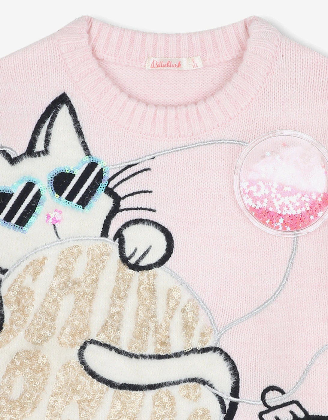 Billieblush Girls Shiny Dream Knitted Jumper in Pink