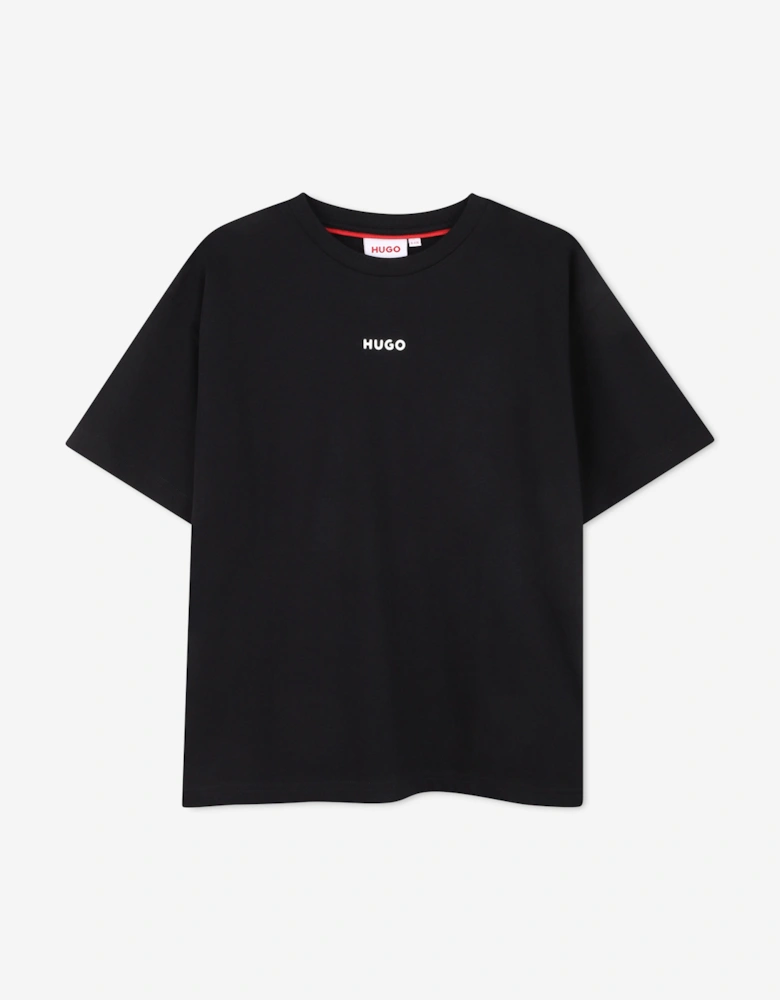 Hugo Boys Logo Print T-Shirt in Black