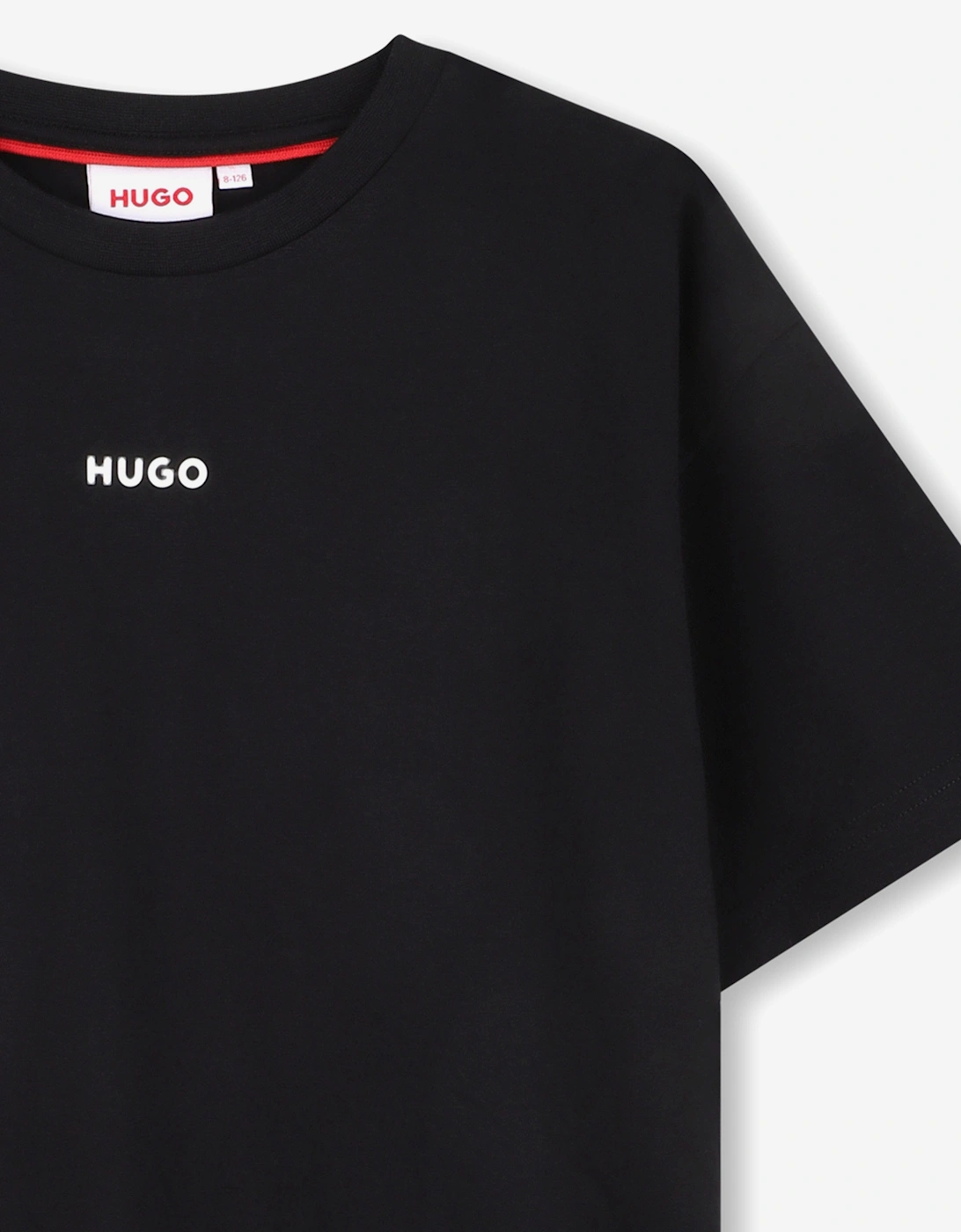 Hugo Boys Logo Print T-Shirt in Black
