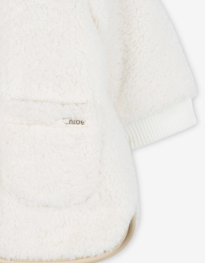 Baby Girls Faux Shearling Coat in Ivory
