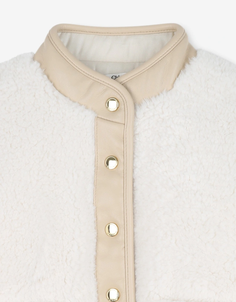 Baby Girls Faux Shearling Coat in Ivory