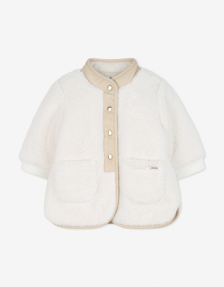 Baby Girls Faux Shearling Coat in Ivory