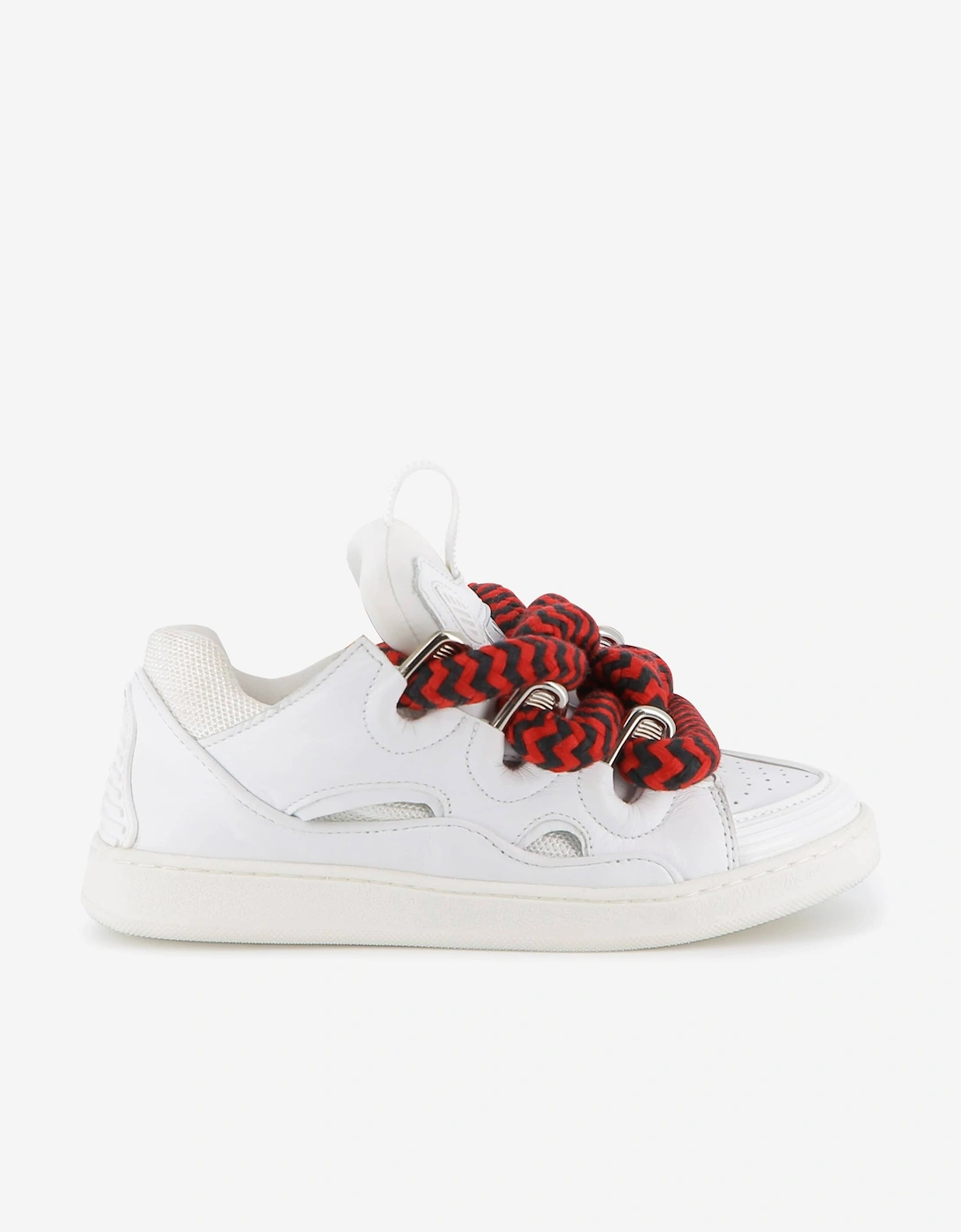Kids Leather Curb Trainers in White, 5 of 4