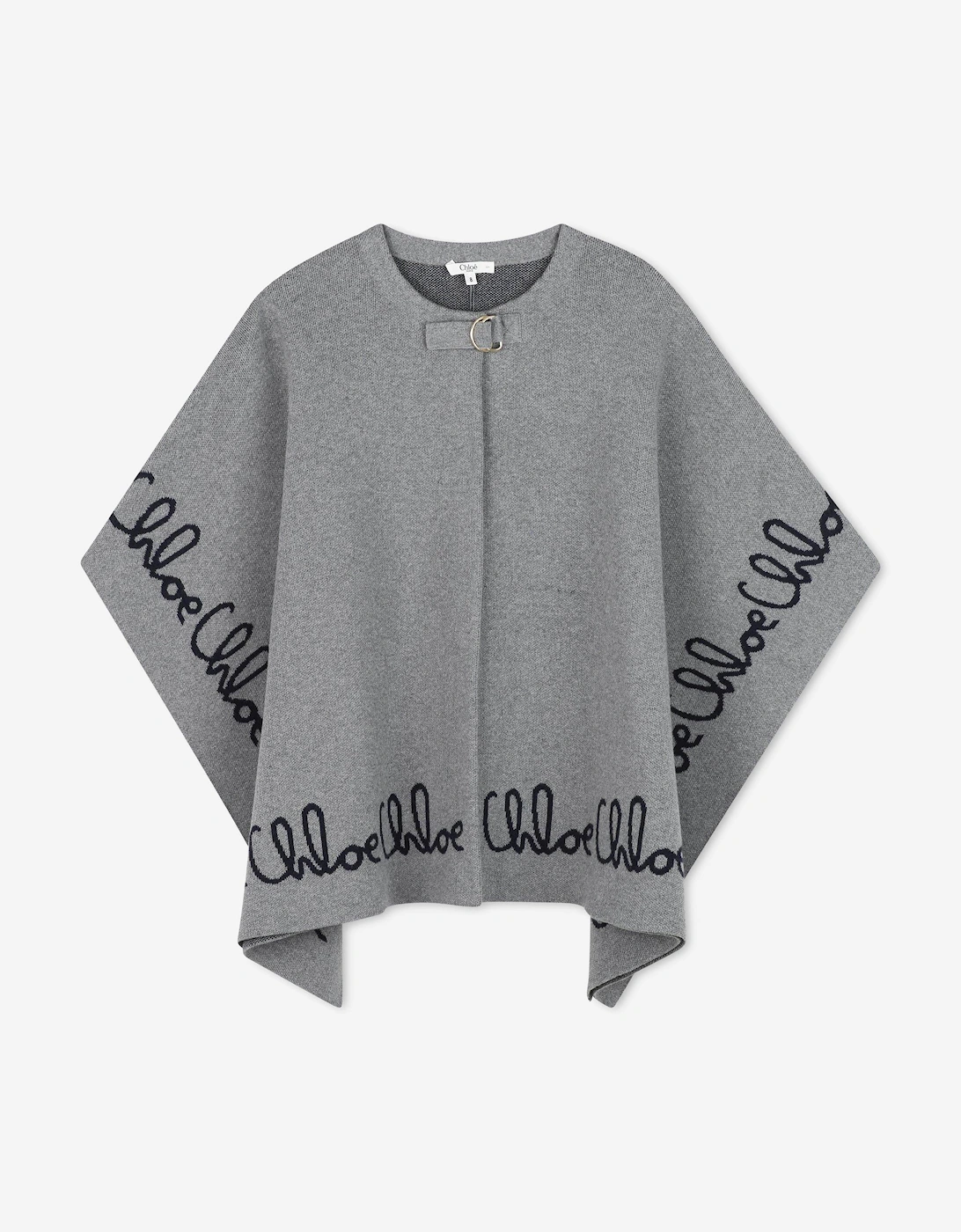 Chloé Girls Knitted Logo Cape in Grey - Size: 4 years