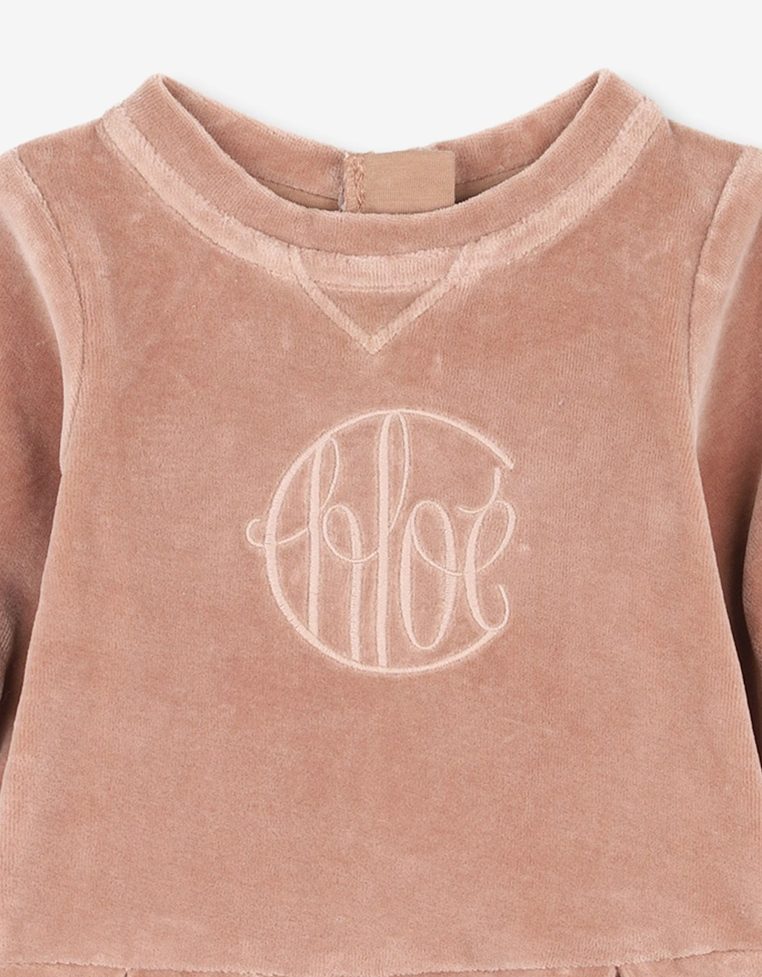 Girls Velvet Logo Dress in Pink