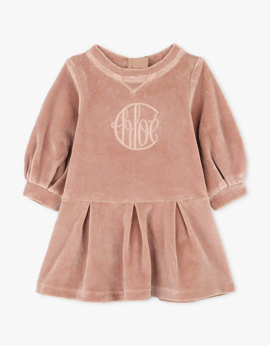 Girls Velvet Logo Dress in Pink, 5 of 4