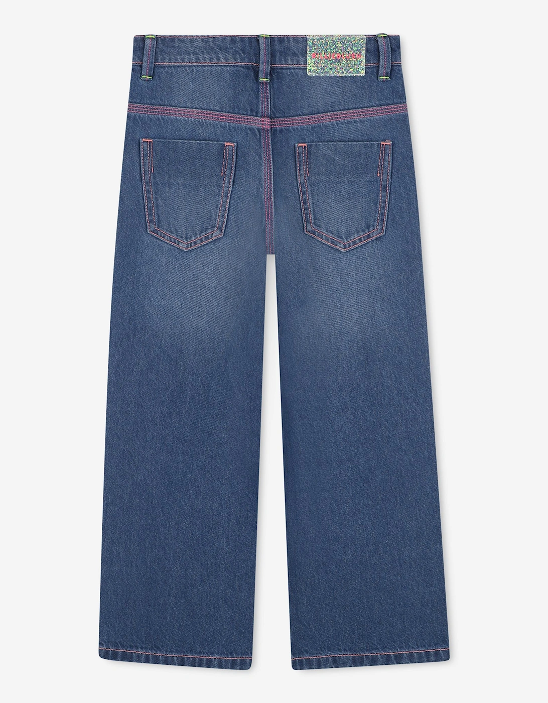 Billieblush Girls Wide Leg Heart Jeans in Blue