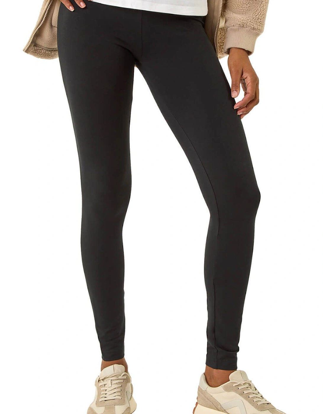 Stretch Plain Elastic Waist Leggings, 2 of 1