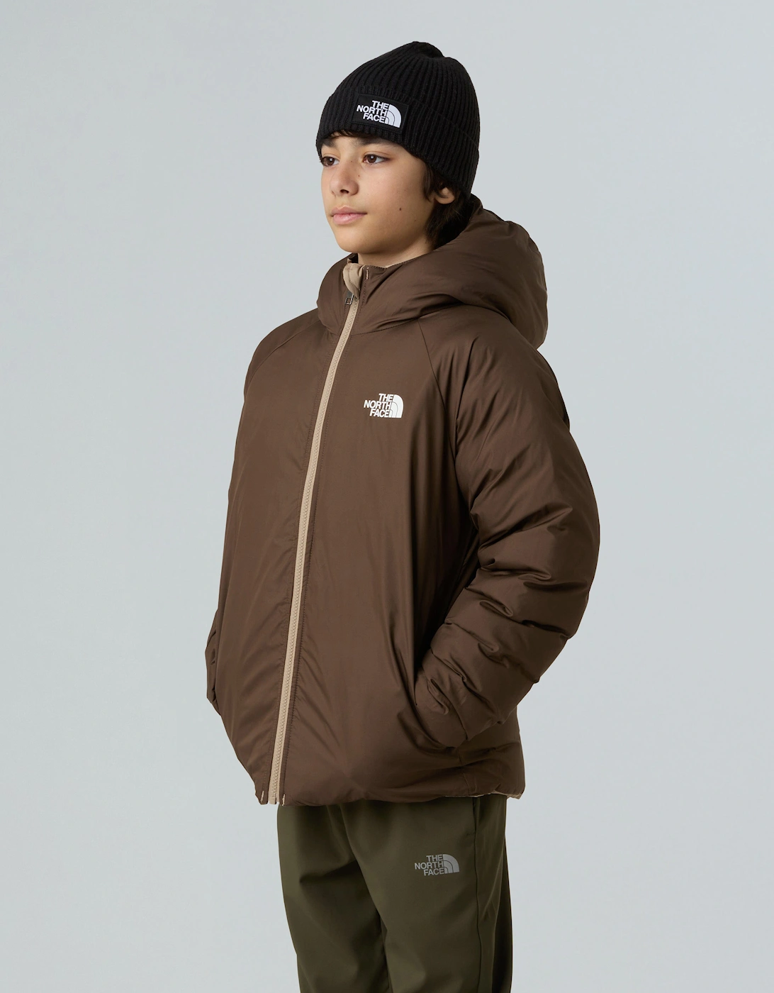 Boys Reversible Perrito Hooded Jacket in Beige