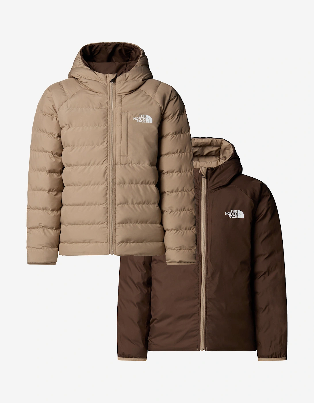 The North Face Boys Cream 'S Reversible Perrito Hooded Jacket In Beige  12 Years L Size 12 Yrs Kids