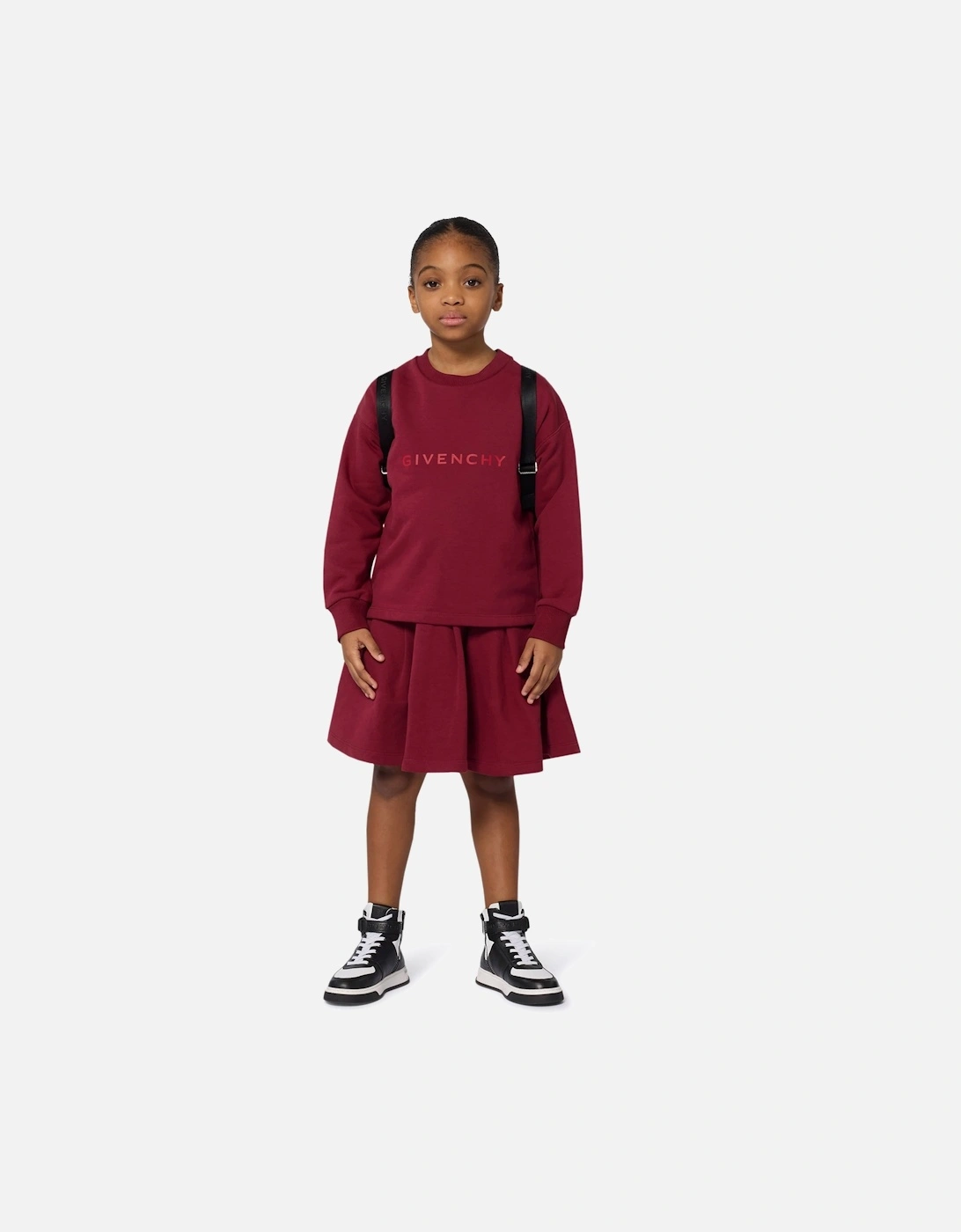 Girls Logo Print Sweater Dress in Red