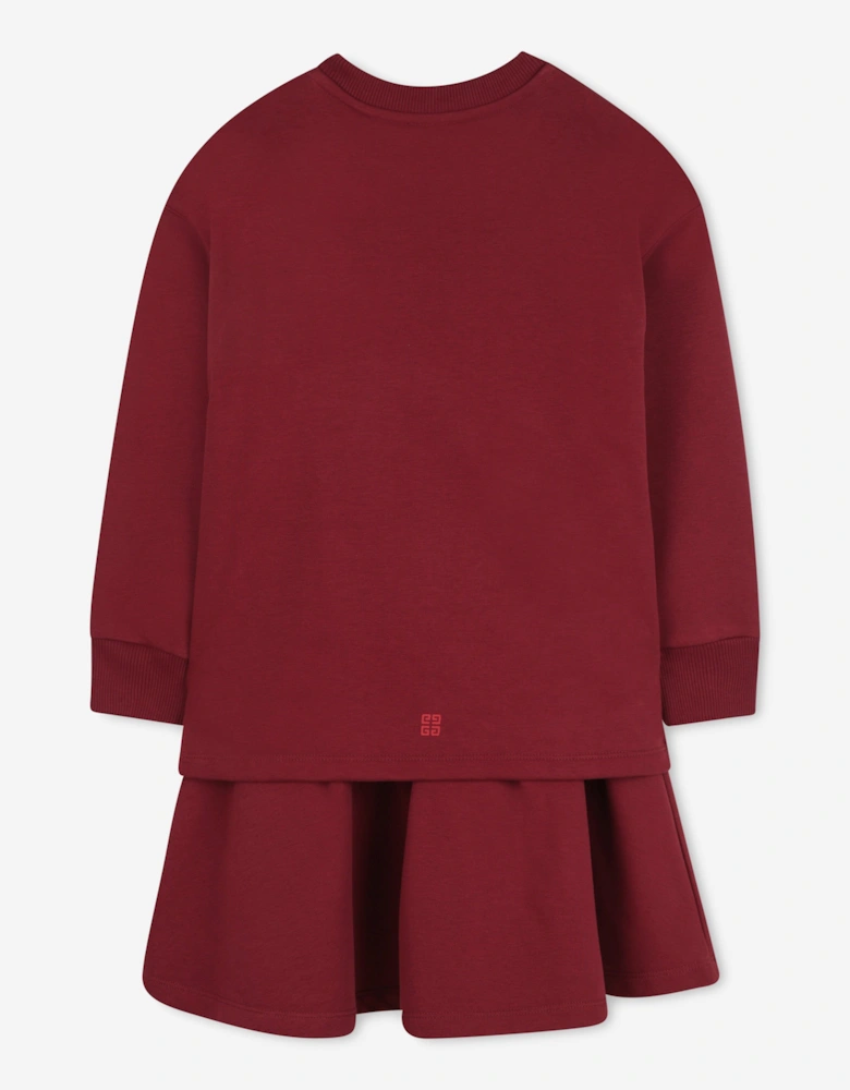 Girls Logo Print Sweater Dress in Red