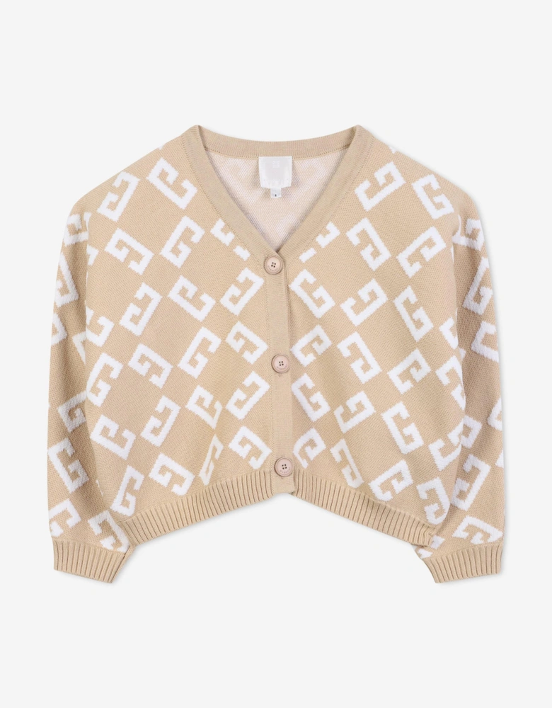 Girls 4G Knitted Cardigan in Beige