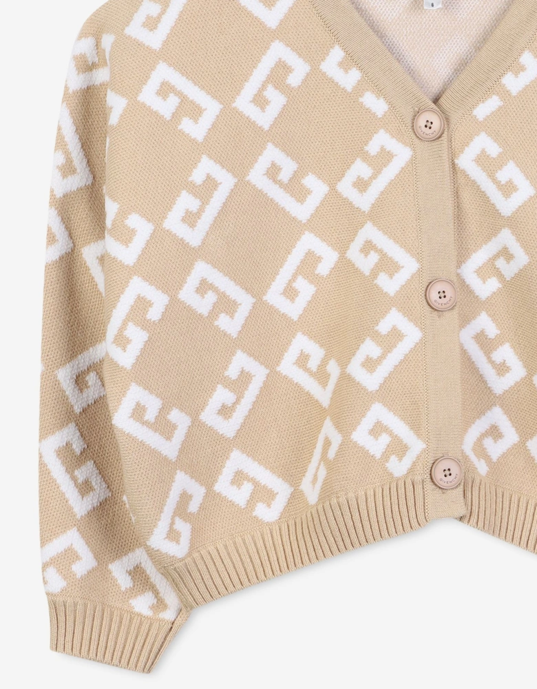 Girls 4G Knitted Cardigan in Beige