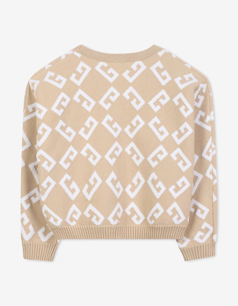 Girls 4G Knitted Cardigan in Beige