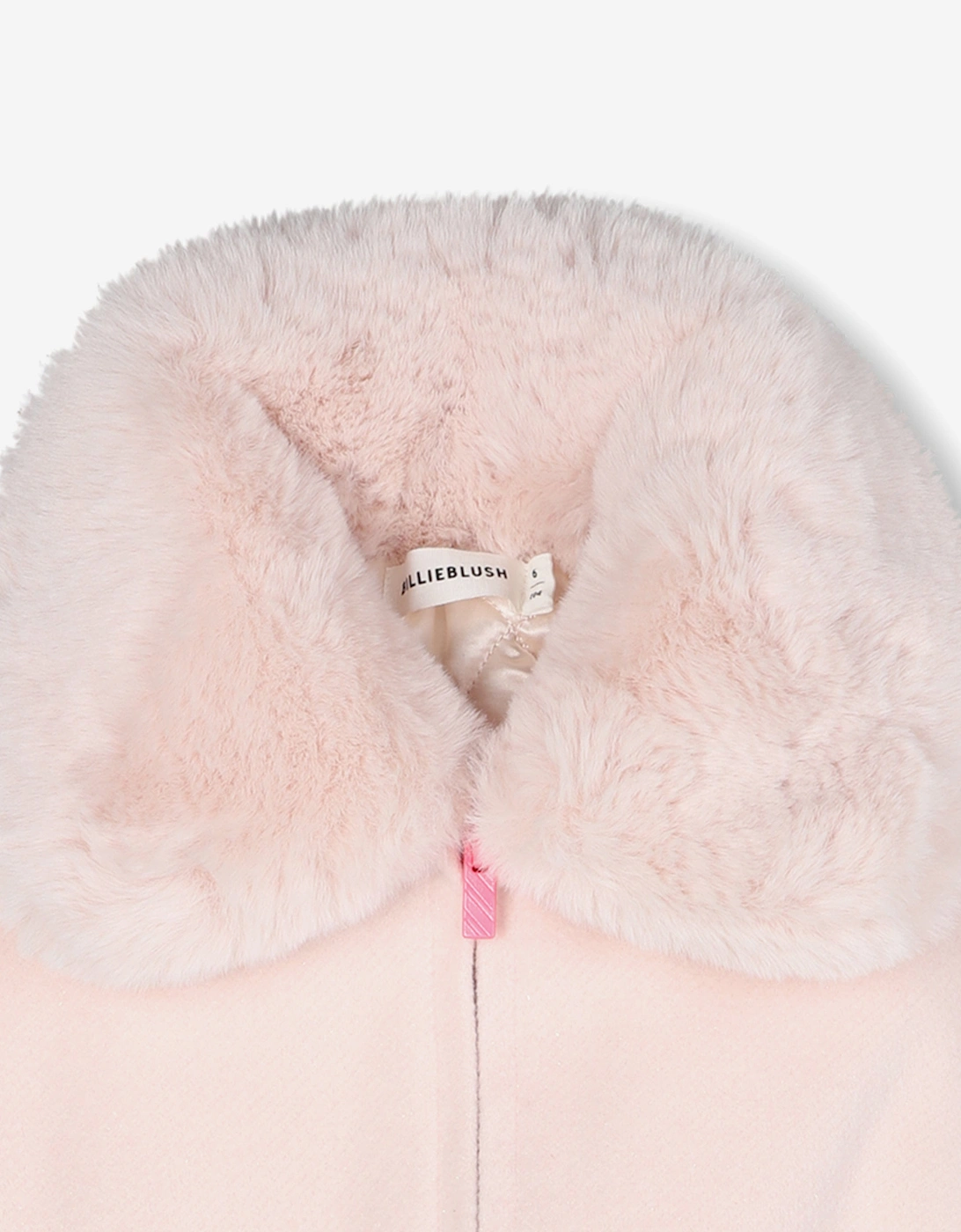 Billieblush Girls Faux Fur Collar and Denim Sleeve Jacket in Pink