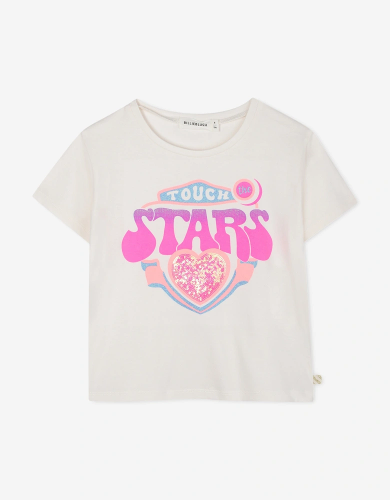 Billieblush Girls Touch Stars T-Shirt in Ivory