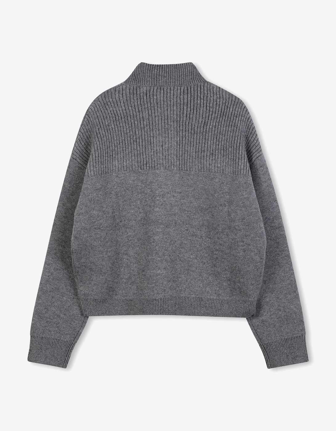 Girls High Collar Knitted Jumper in Grey