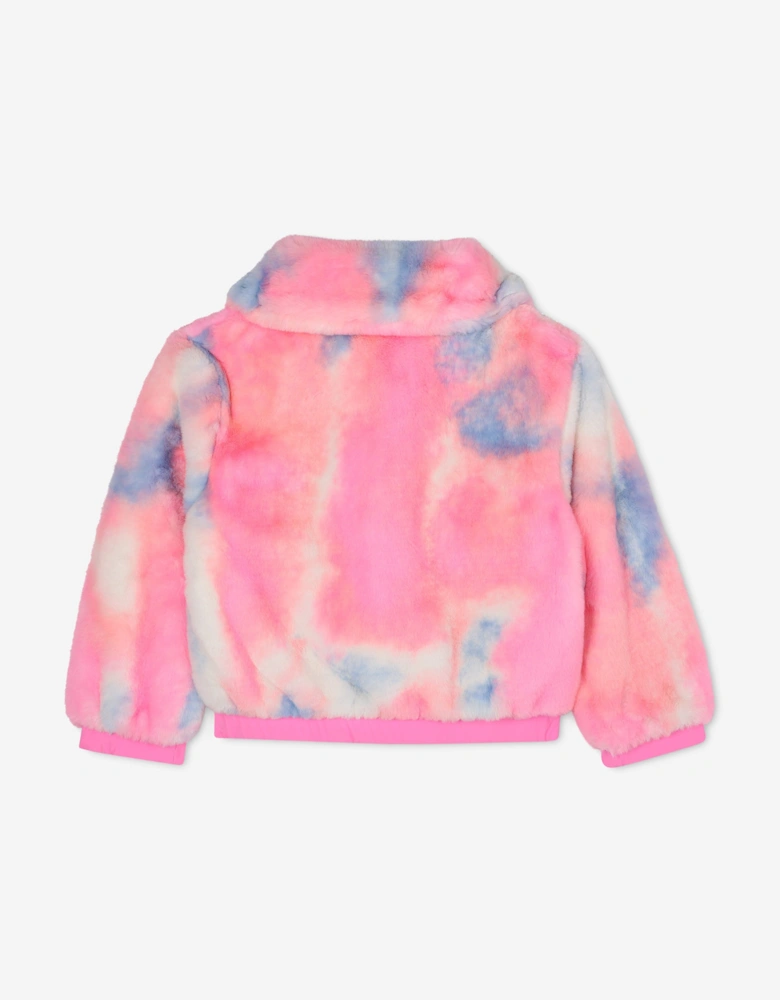Billieblush Girls Fluffy Faux Fur Jacket in Pink