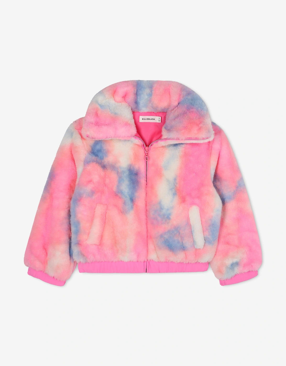 Billieblush Girls Fluffy Faux Fur Jacket in Pink, 5 of 4
