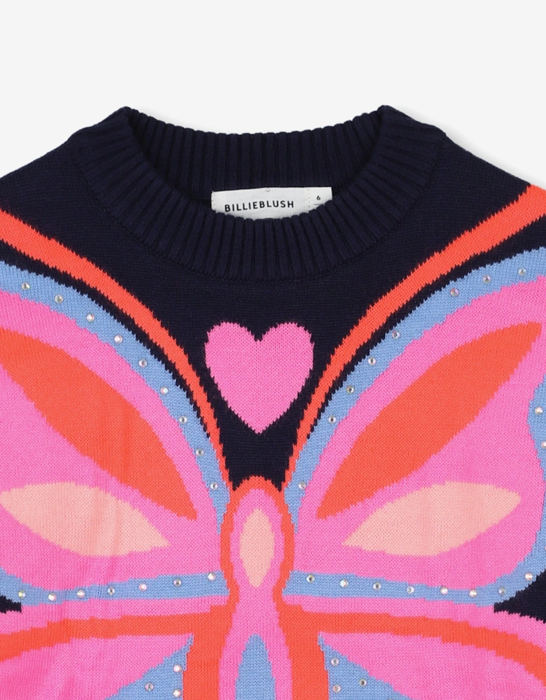 Billieblush Girls Butterfly Jumper in Navy