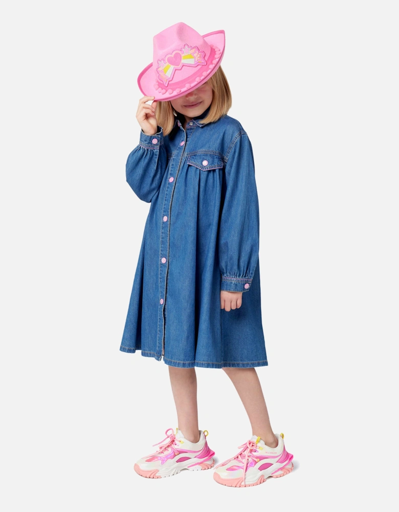 Billieblush Girls Denim Shirt Dress in Blue