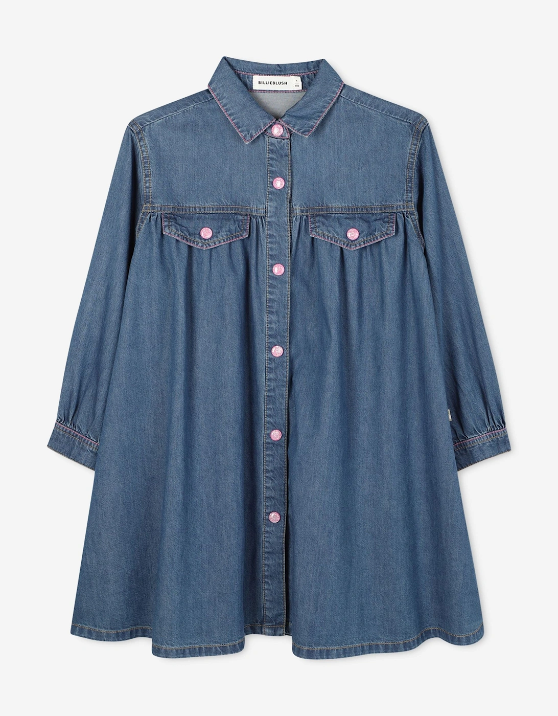 Billieblush Girls Denim Shirt Dress in Blue, 6 of 5