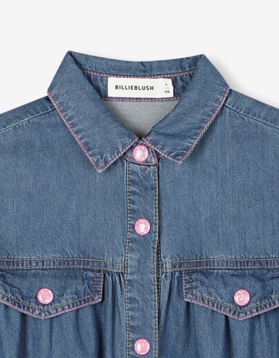 Billieblush Girls Denim Shirt Dress in Blue