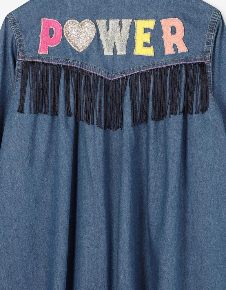 Billieblush Girls Denim Shirt Dress in Blue