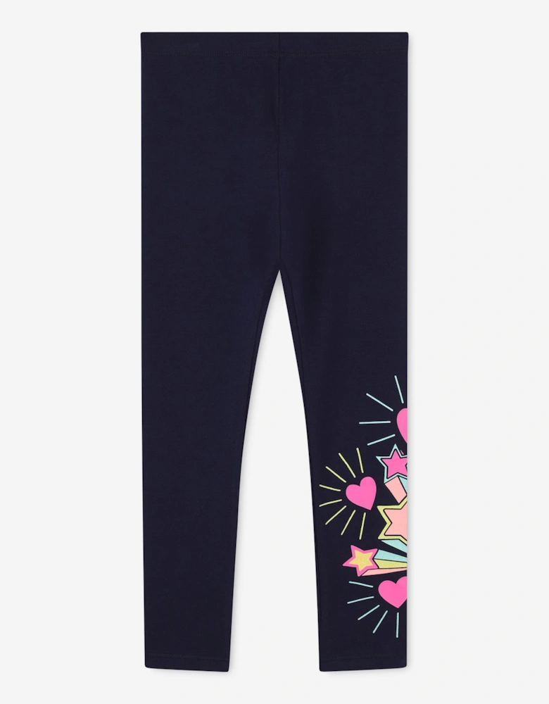 Billieblush Girls Illustrated Leggings in Navy