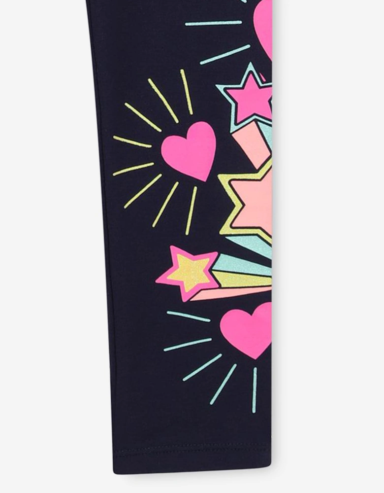 Billieblush Girls Illustrated Leggings in Navy