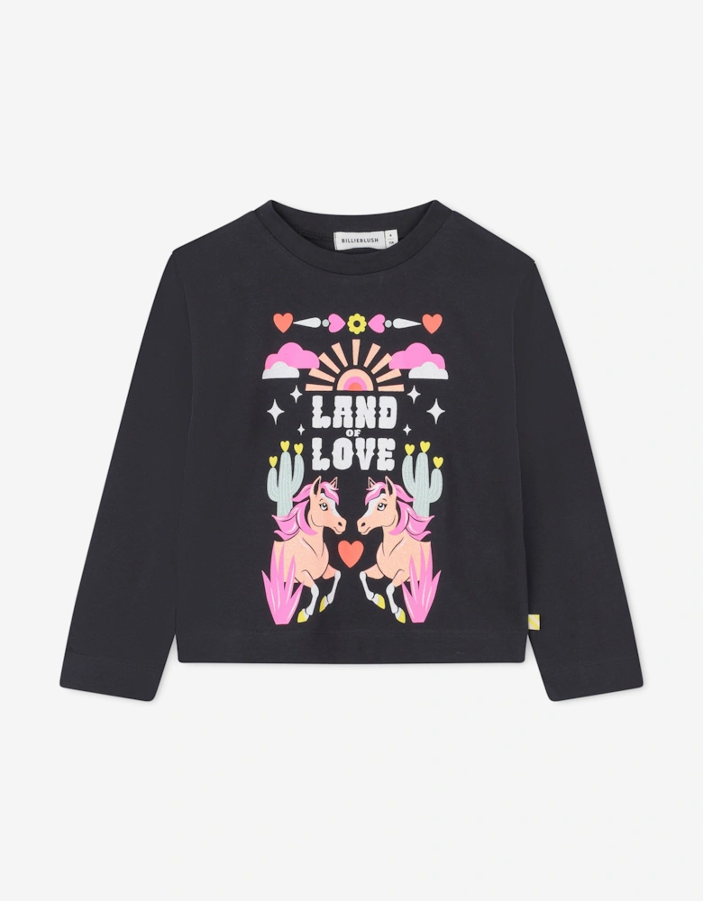 Billieblush Girls Long Sleeve Land Of Love T-Shirt in Grey