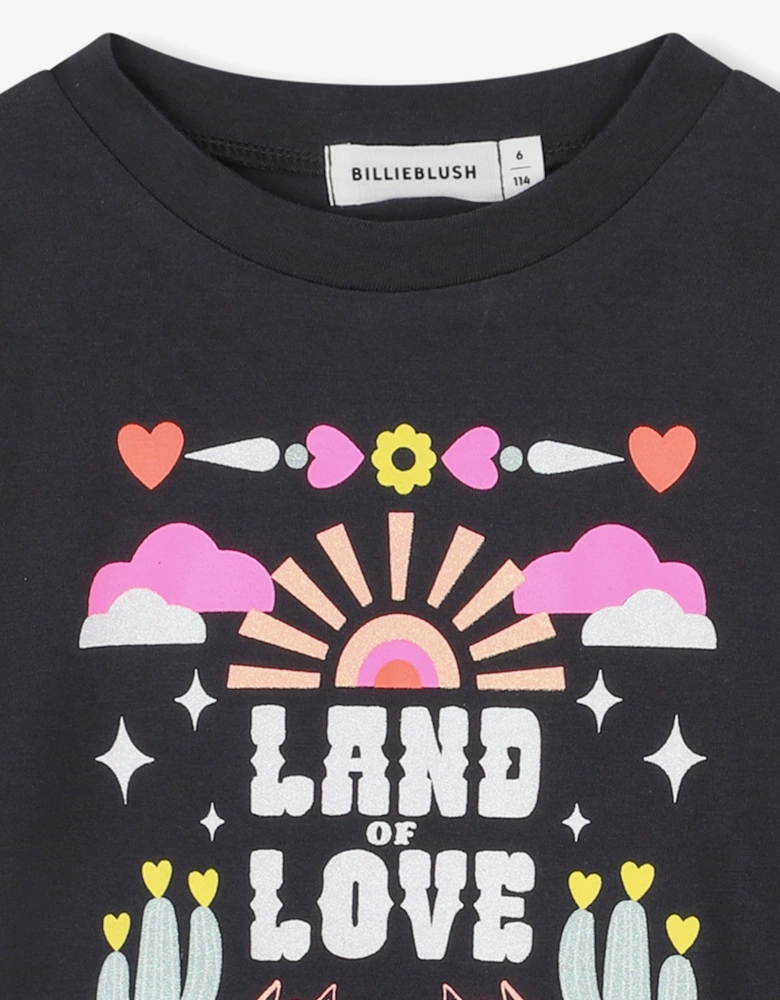 Billieblush Girls Long Sleeve Land Of Love T-Shirt in Grey