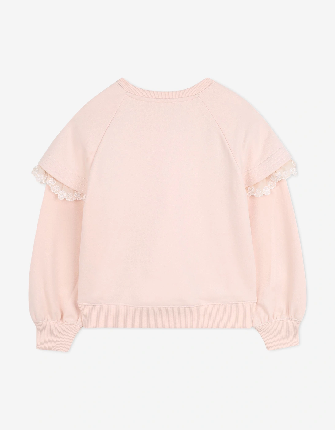 Girls Embroidered Sleeve Sweatshirt in Pink