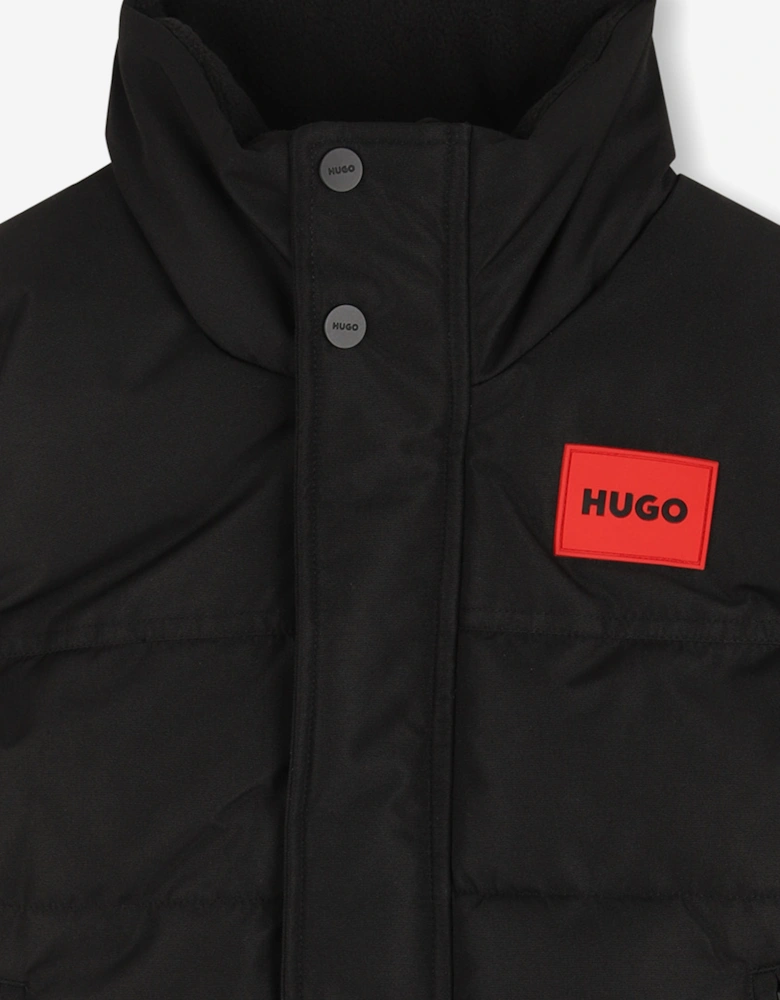 Hugo Boys Down Padded Logo Gilet in Black