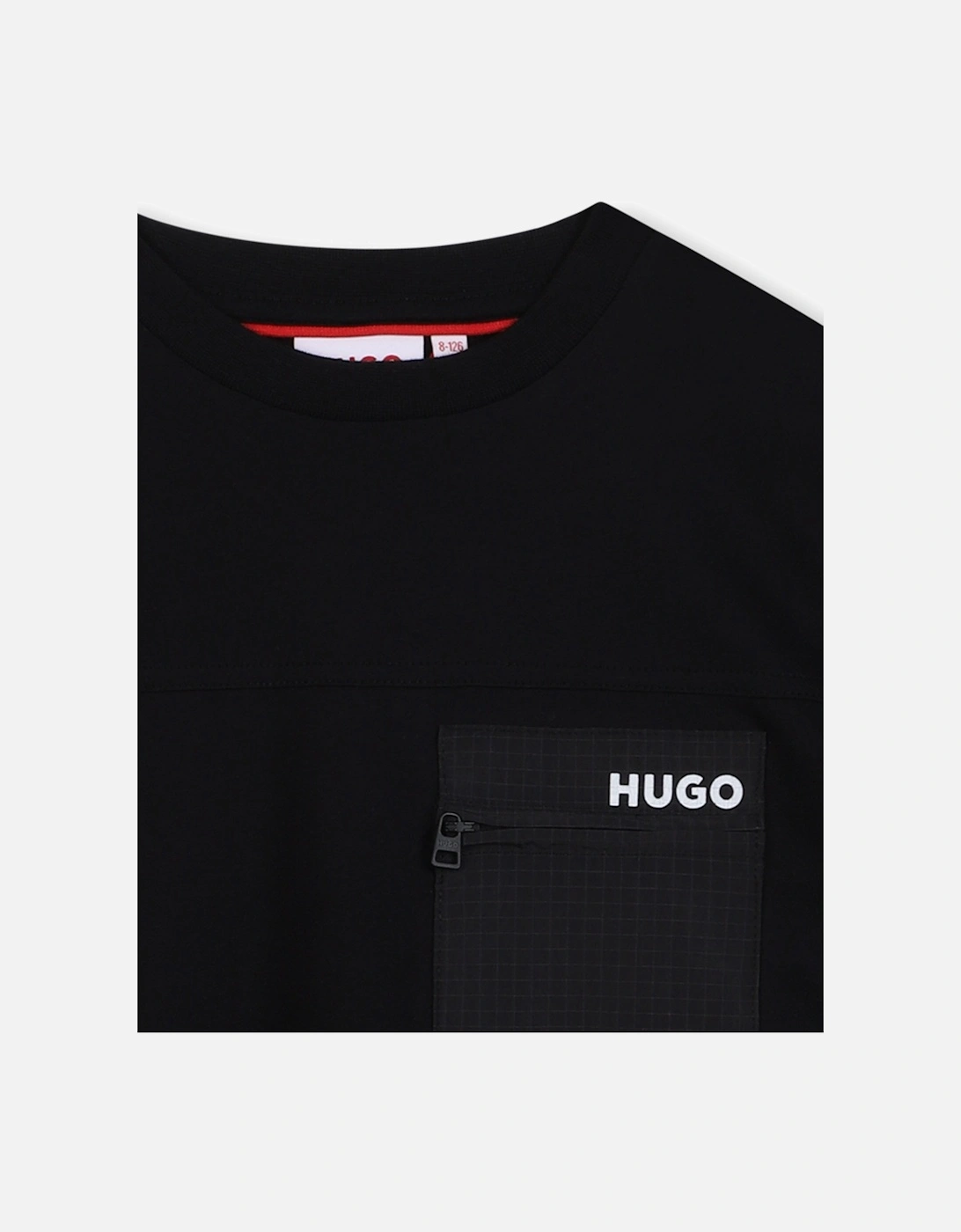 Hugo Boys Logo Pocket T-Shirt in Black