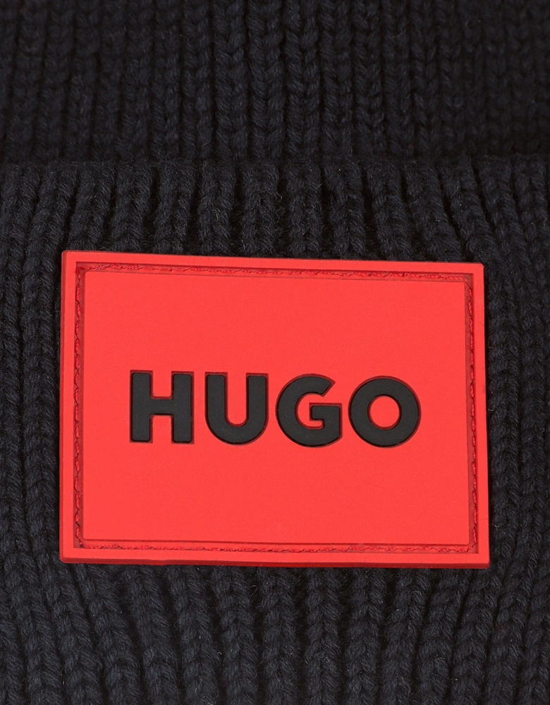 Hugo Kids Knitted Logo Beanie Hat in Black