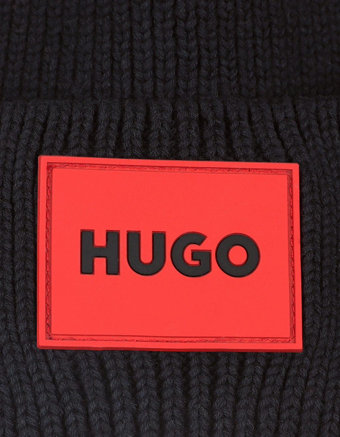 Hugo Kids Knitted Logo Beanie Hat in Black