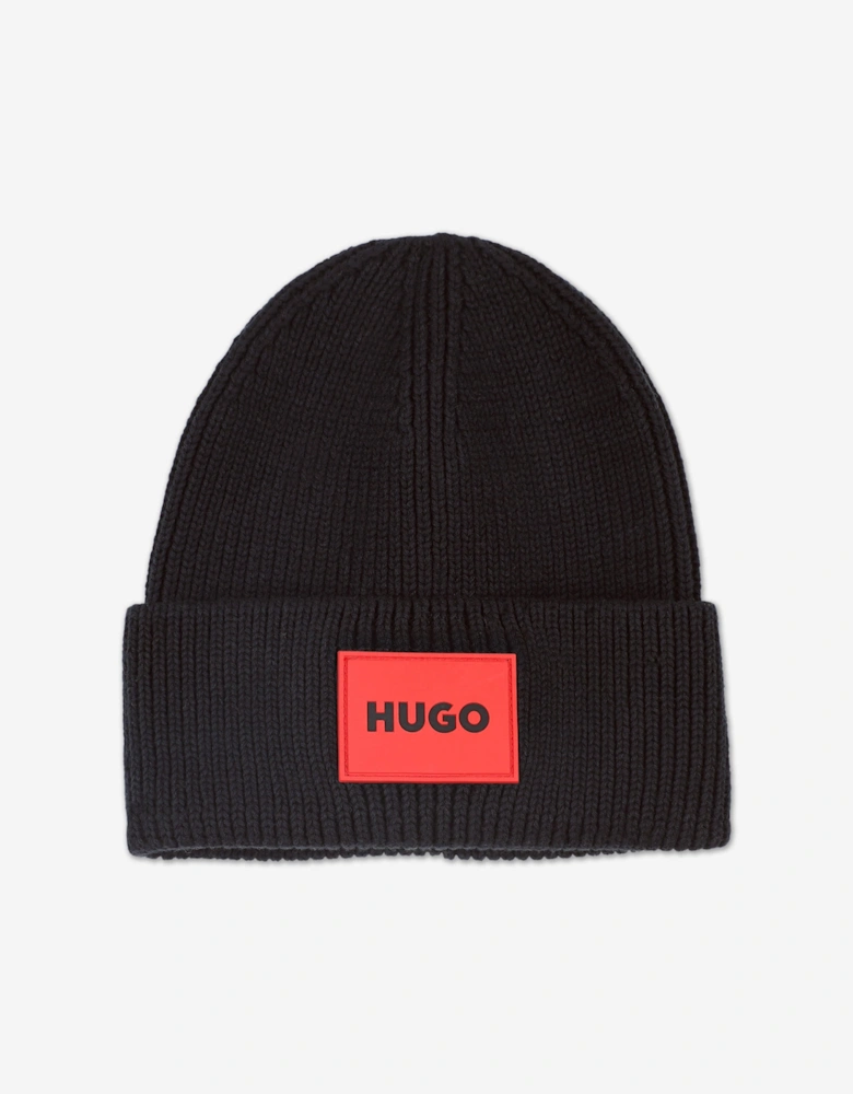 Hugo Kids Knitted Logo Beanie Hat in Black