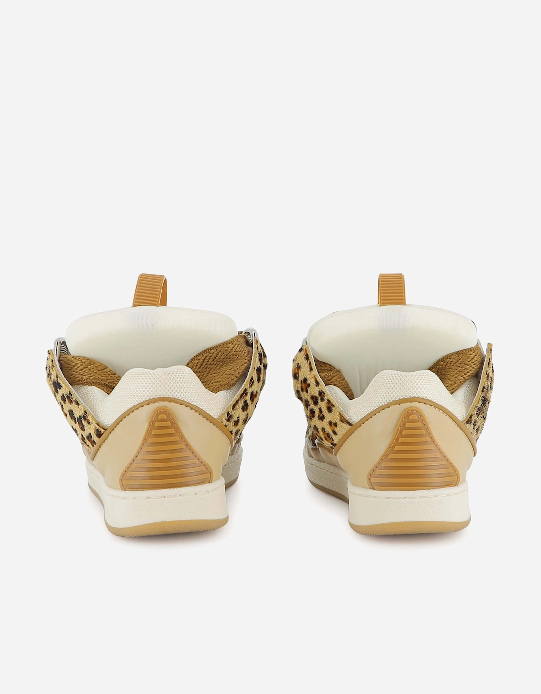 Girls Leather Curb Trainers in Beige