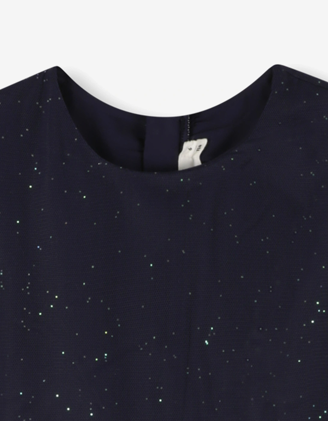 Billieblush Girls Velvet and Mesh Sequin Dress in Navy