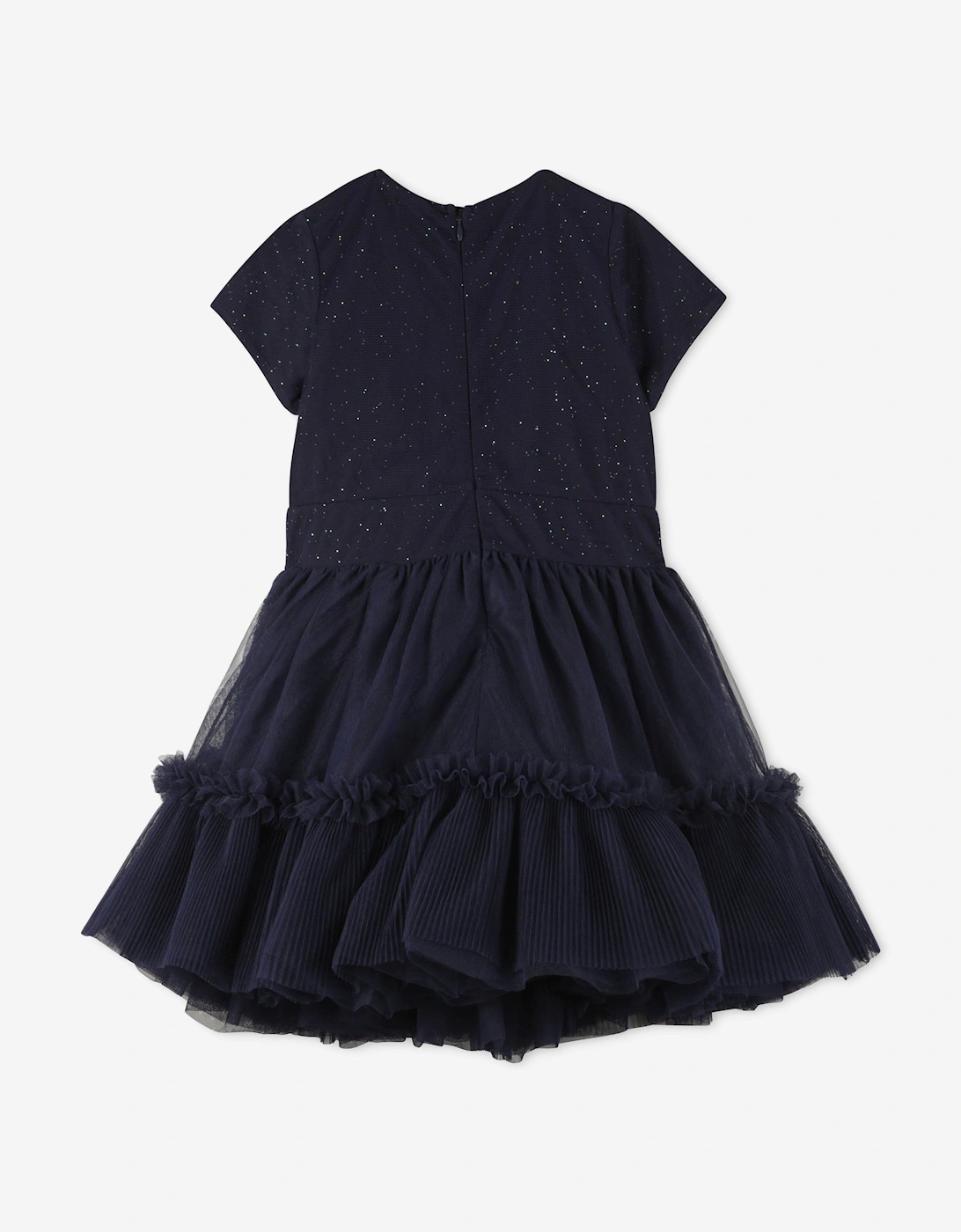 Billieblush Girls Velvet and Mesh Sequin Dress in Navy