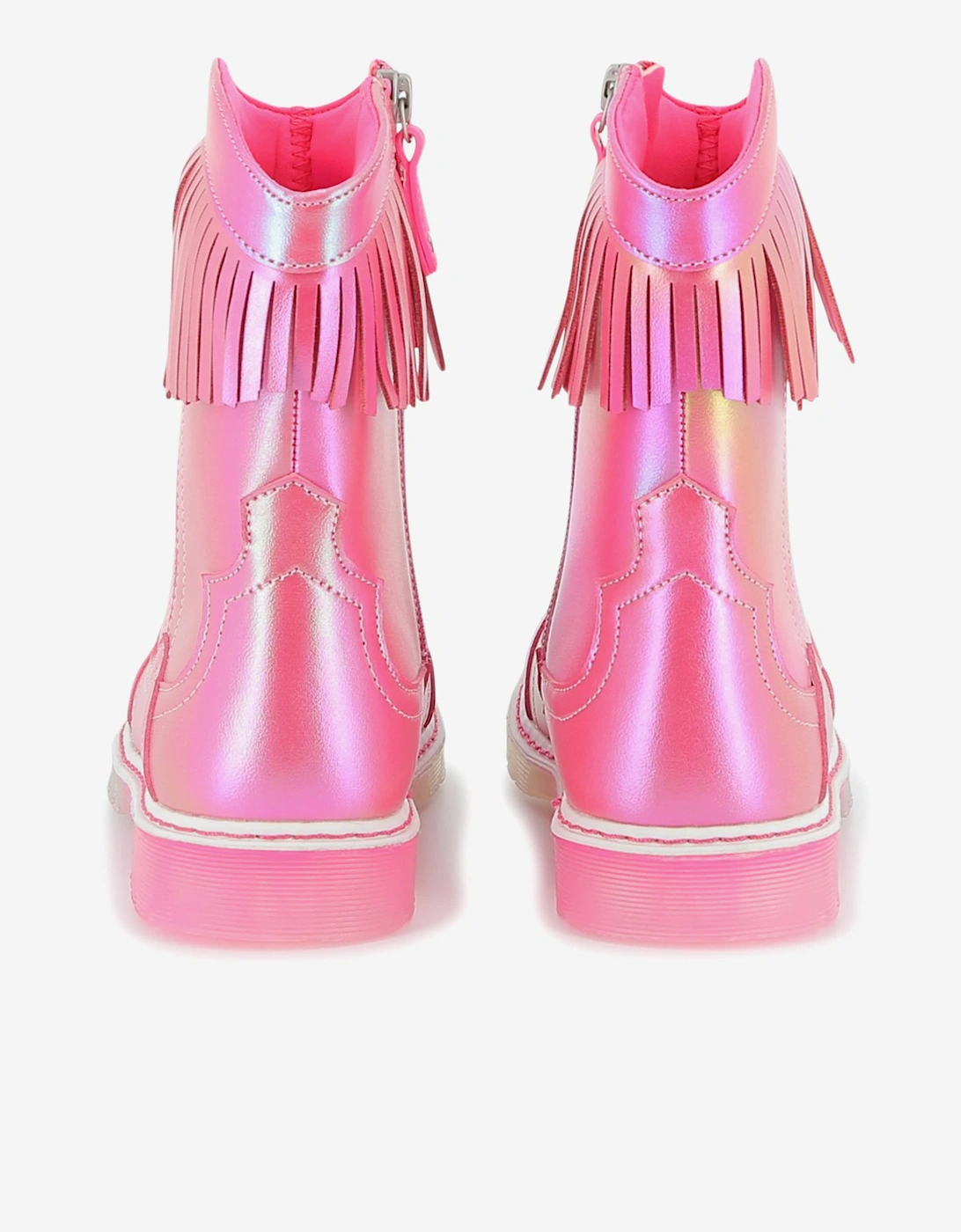 Billieblush Girls Faux Leather Fringed Boots in Pink
