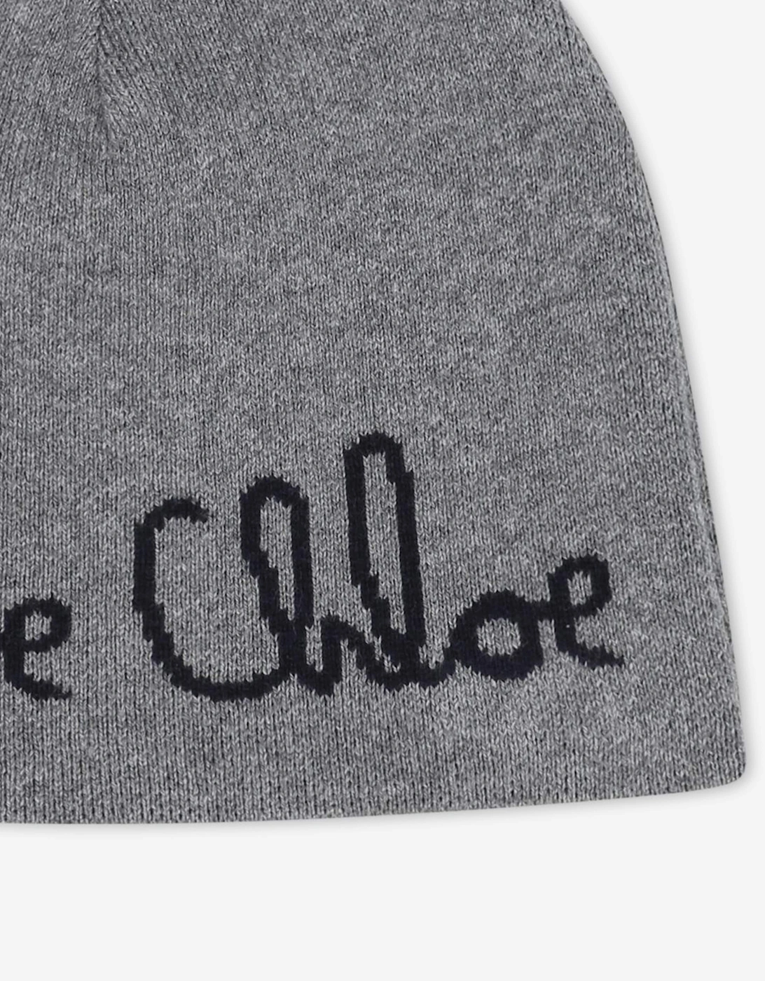 Girls Jacquard Logo Knitted Hat in Grey